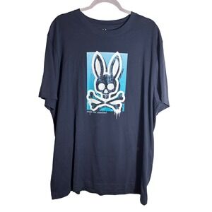 NWOT Psycho Bunny Navy Blue 'Made for Mischief' Pima Cotton T-Shirt Size 8 (XXL)